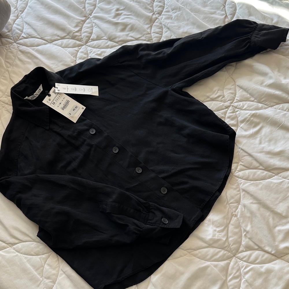 Zara Black Button-Up Shirt - Zara